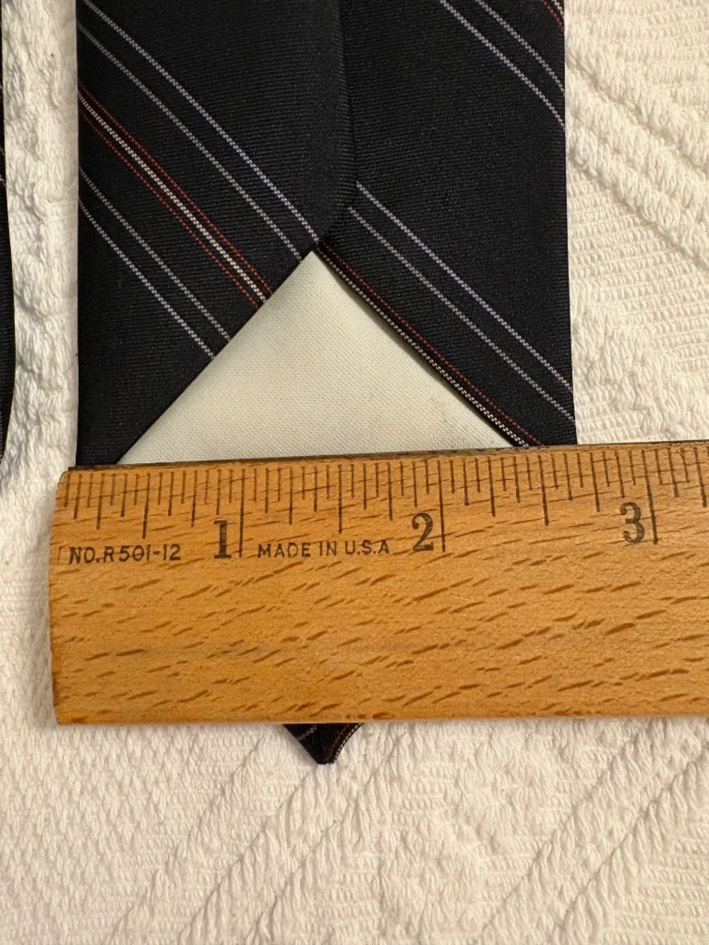 Vintage Allyn St. George Regimental Striped Necktie – Dark Navy / Black